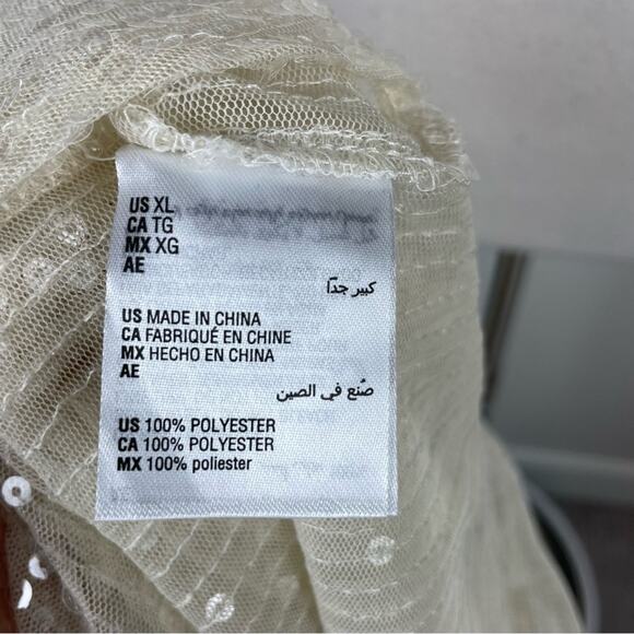 Jeannie Mai X INC Sheer Sequin Oversized  Long Sleeve Shirt NWT XL - Picture 9 of 9